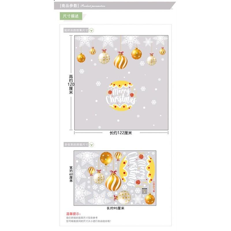 Decal trang trí Noel Hít Tĩnh Điện - Rèm trái châu lớn kèm chữ cao cấp