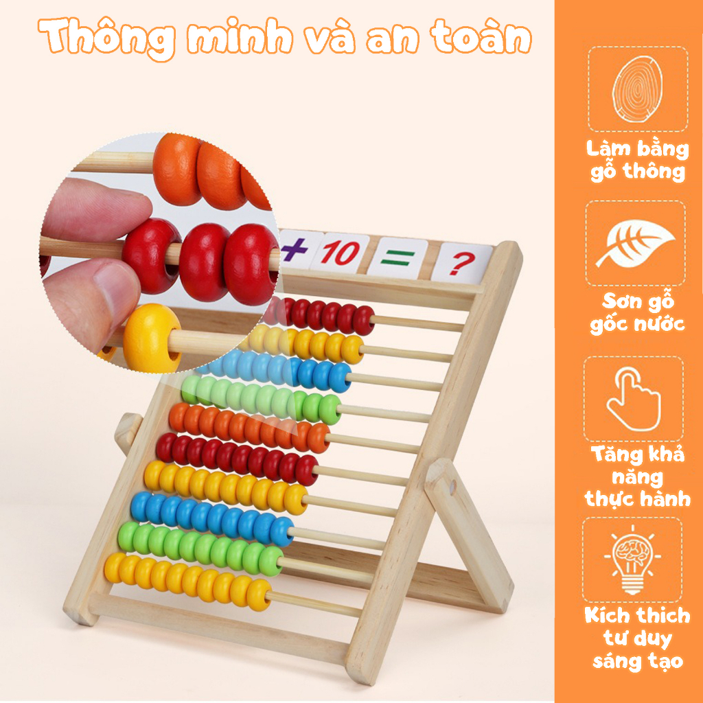 Đồ Chơi Giáo Dục Bàn Tính Toán Học Thông Minh Tặng Kèm 100 Thẻ Số 100 Que Tính Nhiều Màu