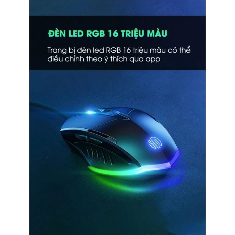 Chuột máy tính gaming TEKKIN INPHIC W1 PRO 7200 DPI bản có dây tắt âm silent Led - hàng nhập khẩu