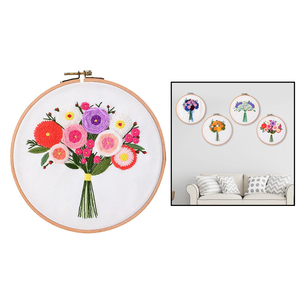 Printed Cross Stitch Kit Embroidery Kits Flower Pattern Crafts Multicolor 1