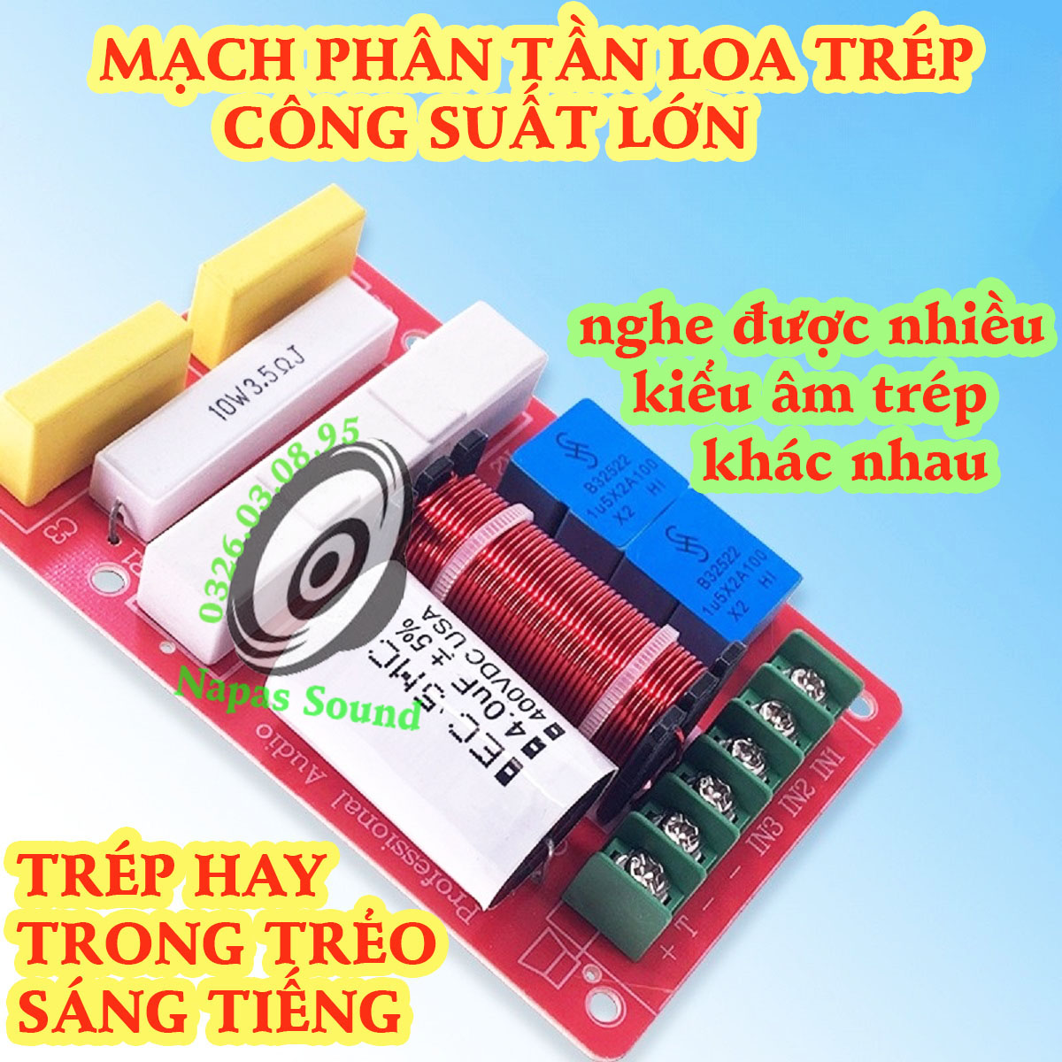 PHÂN TẦN LOA TRÉP 450 750 CÓ ĐIỀU CHỈNH ÂM - MẠCH PHÂN TẦN TRÉP RỜI - PHÂN TẦN LOA TREBLE KÈN