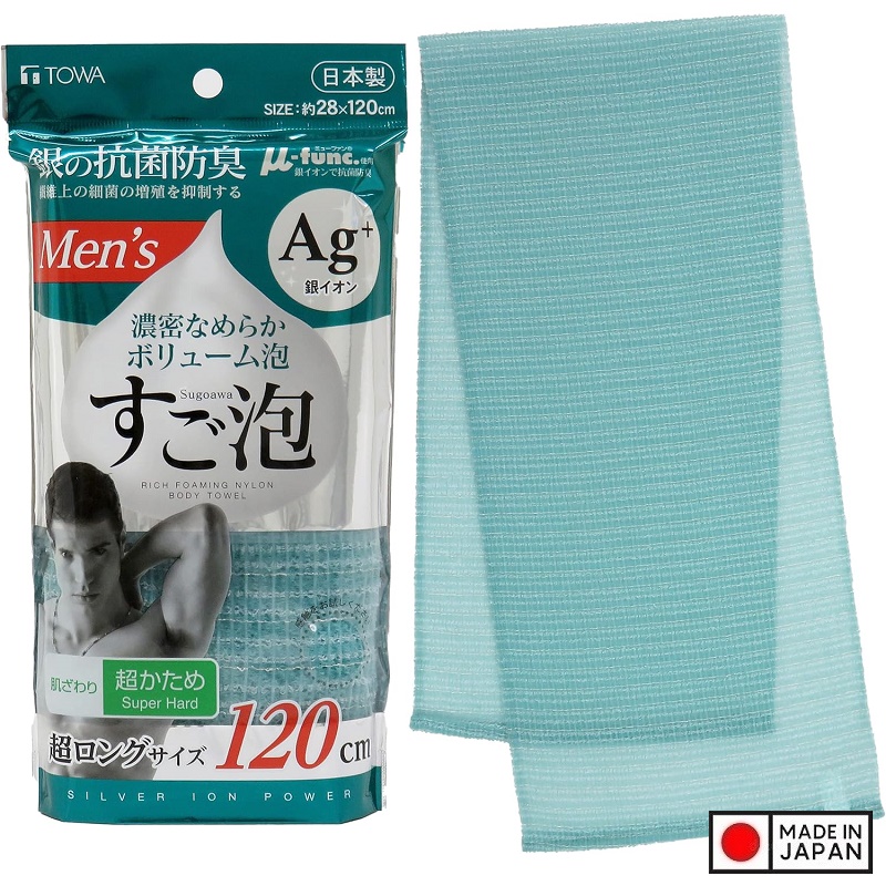 Khăn tắm kỳ lưng kháng khuẩn Ag+ dành cho nam Towa Sangyo Men's 28x120cm -Hàng Nội địa Nhật Bản