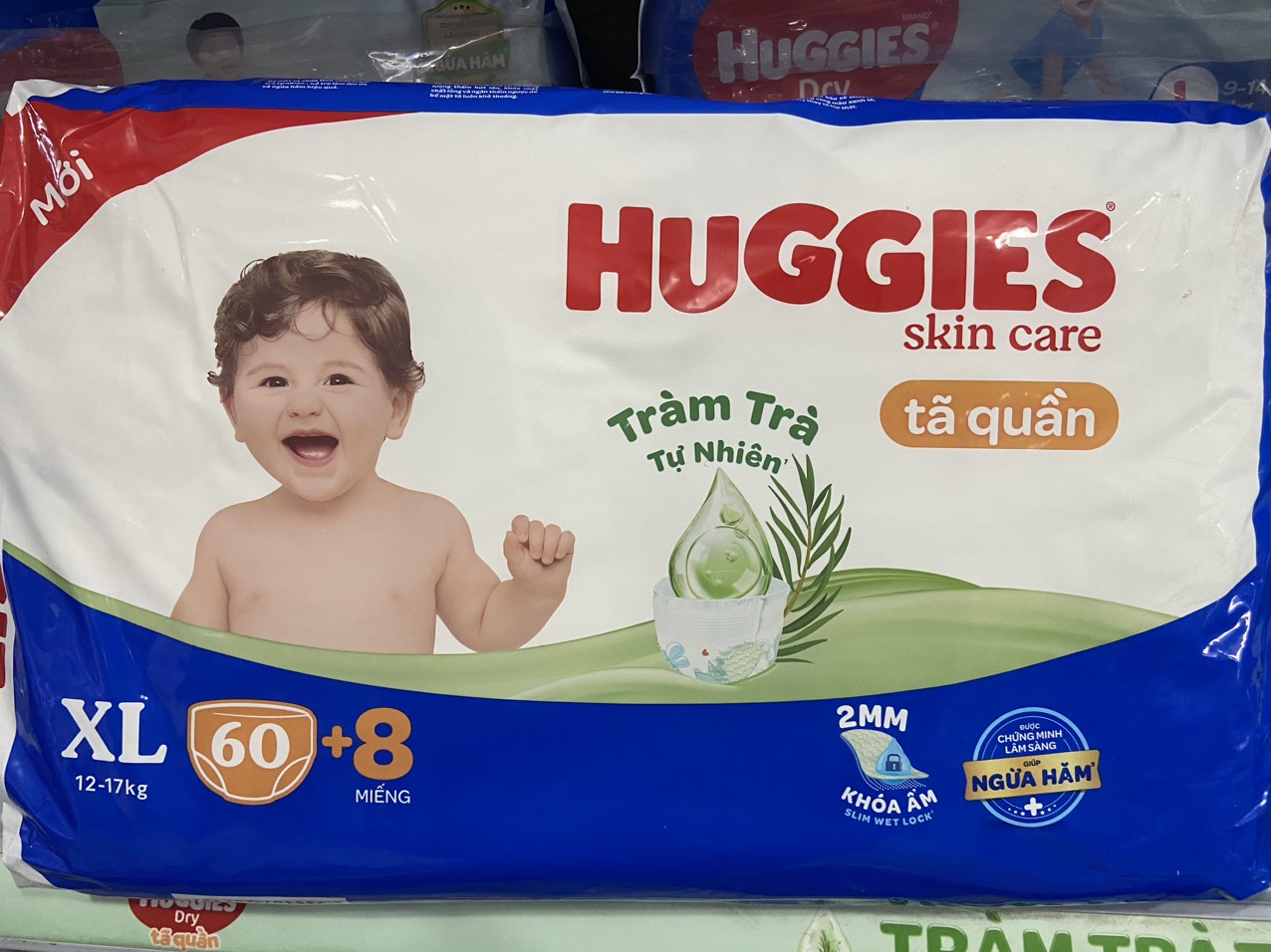 Tặng 8 miếng - Tã Quần Huggies Dry XL60 mẫu mới hương tràm trà - HSD Luôn Mới