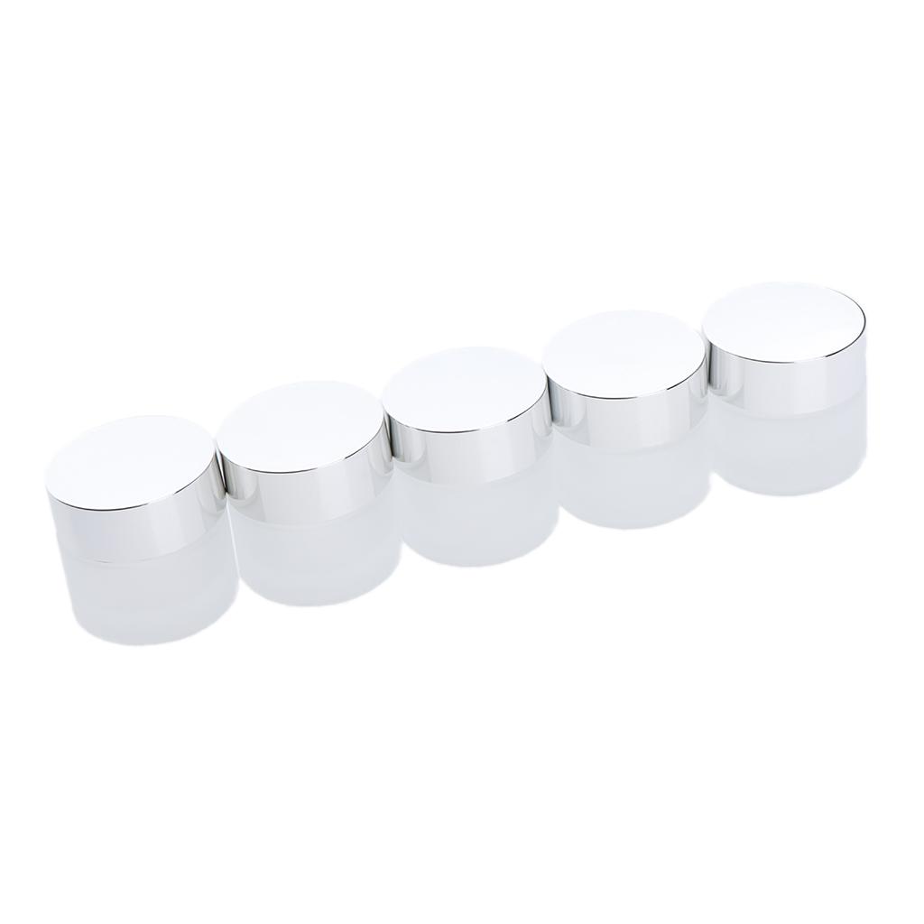 Frosted Glass Bottle,Travel Makeup Face Cream Pot Empty Cosmetic Jar Container with Screw Lid,Pack 5pcs