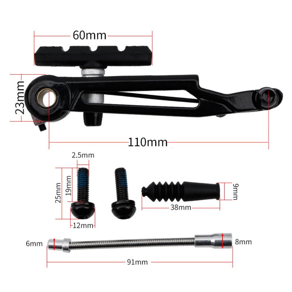 2 Pairs  V Brake Set Replacement Long Arm for Front/Rear Wheel Black