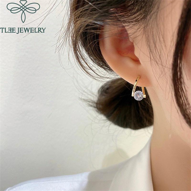 Khuyên tai bạc nữ TLEE Swings đính đá lấp lánh TleeJewelry B0108