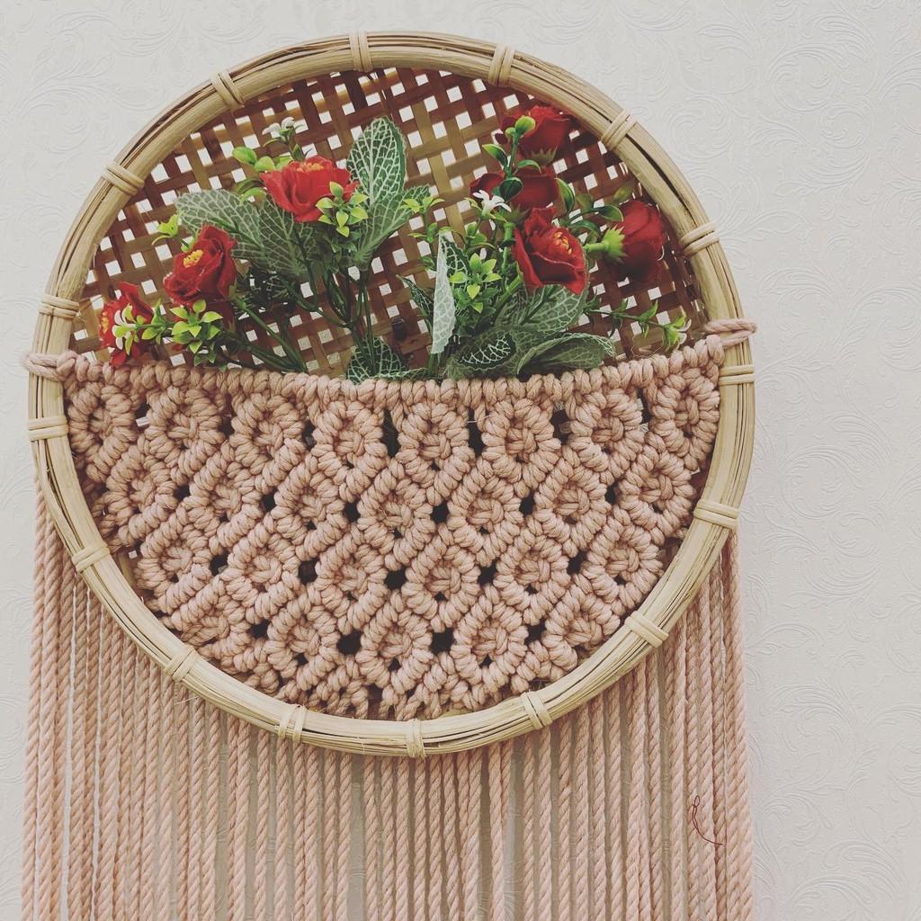 Giỏ trang trí treo tường - Giỏ trang trí đan tay thủ công chất liệu Macrame - Đủ màu