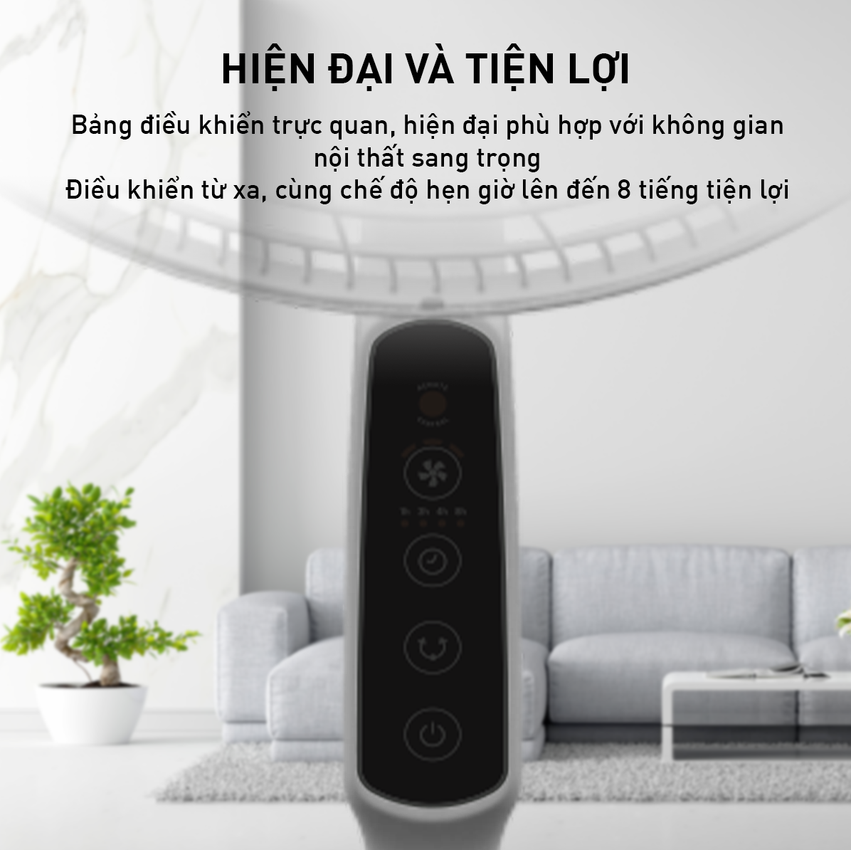 Quạt đứng có điều khiển từ xa Tefal Turbo Life VH659790 màu xám- Hàng chính hãng