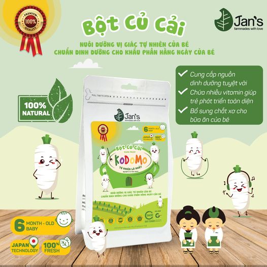 Bột Củ cải Kodomo - Bột rau củ tự nhiên cho bé ăn dặm 60g