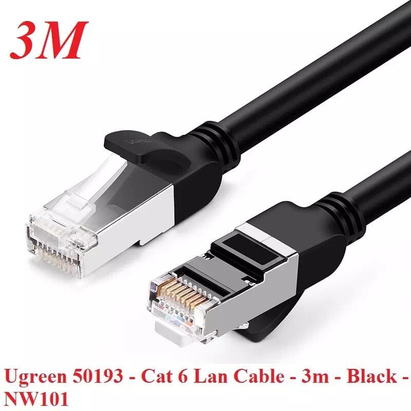 Ugreen UG50193NW101TK 3M màu Đen Dây mạng Lan CAT 6 Đầu bấm kim loại - HÀNG CHÍNH HÃNG