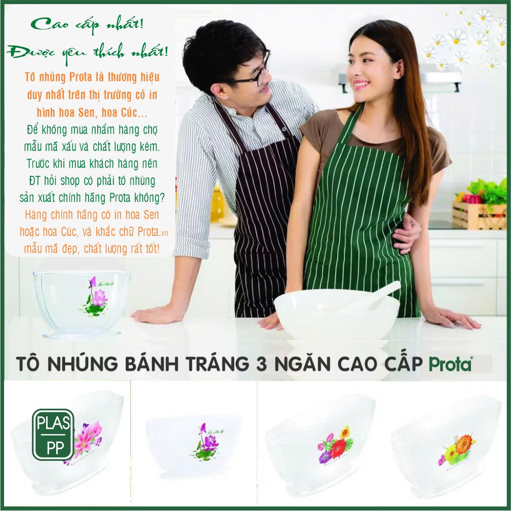 Combo 2 tô nhúng bánh tráng 3 ngăn hoa lớn Prota