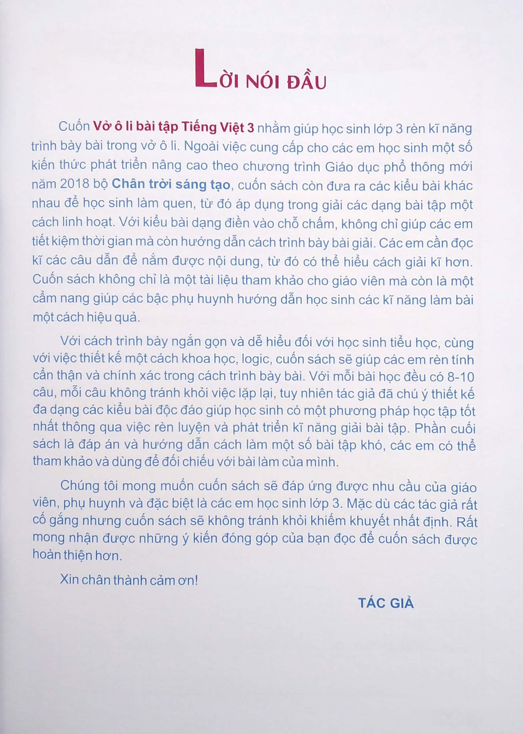 Vở Ô Li Bài Tập Tiếng Việt 3 - Tập 1