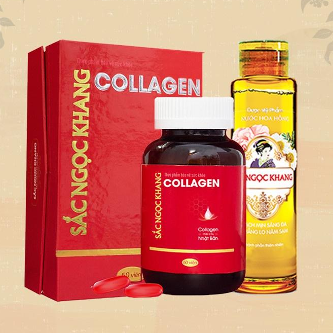 Combo dưỡng da bên trong viên uống Collagen 60 viên và dưỡng da bên ngoài Nước hoa hồng 145ml (Sắc Ngọc Khang)