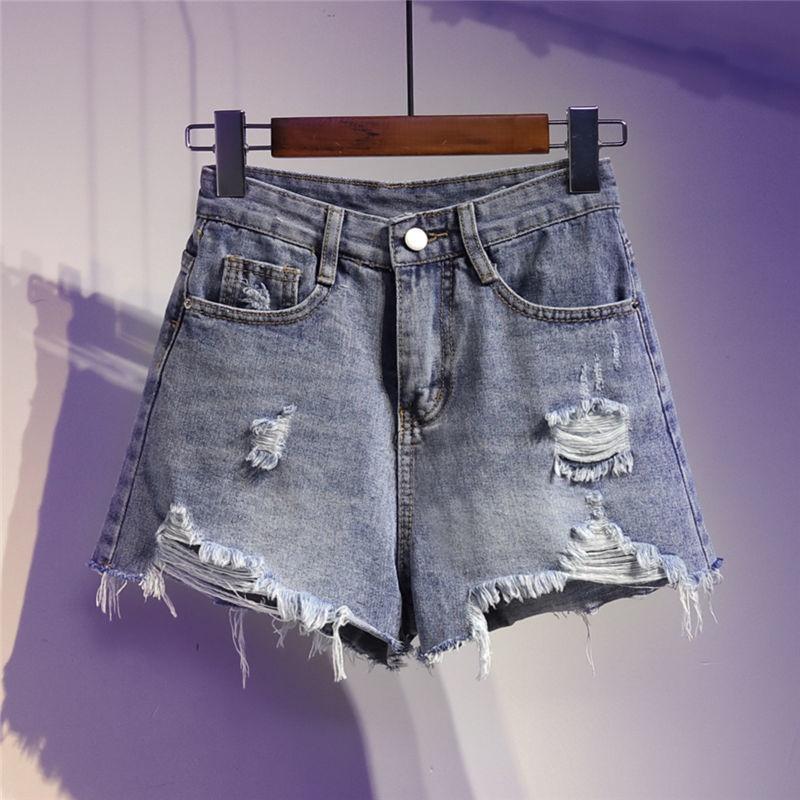 Quần Short Denim Ống Rộng Lưng Cao Plus Size Dành Cho Nữ