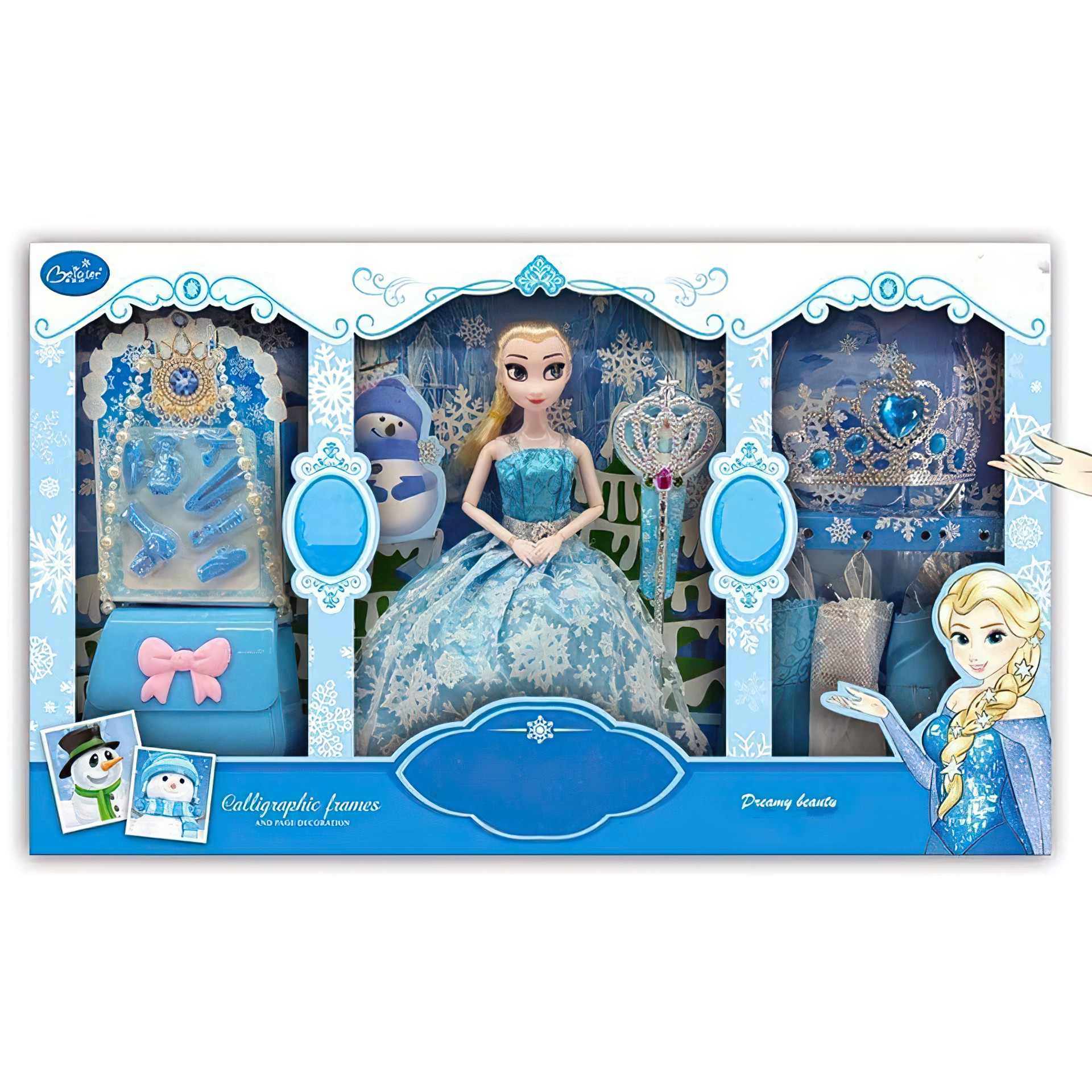 Bộ đồ chơi búp bê Elsa thay váy - Công chúa Frozen có khớp thay đổi tư thế linh hoạt - Nữ hoàng băng giá có vương niệm và quyền trượng - Váy áo và bộ đồ trang điểm với công chúa Elsa 30 chi tiết