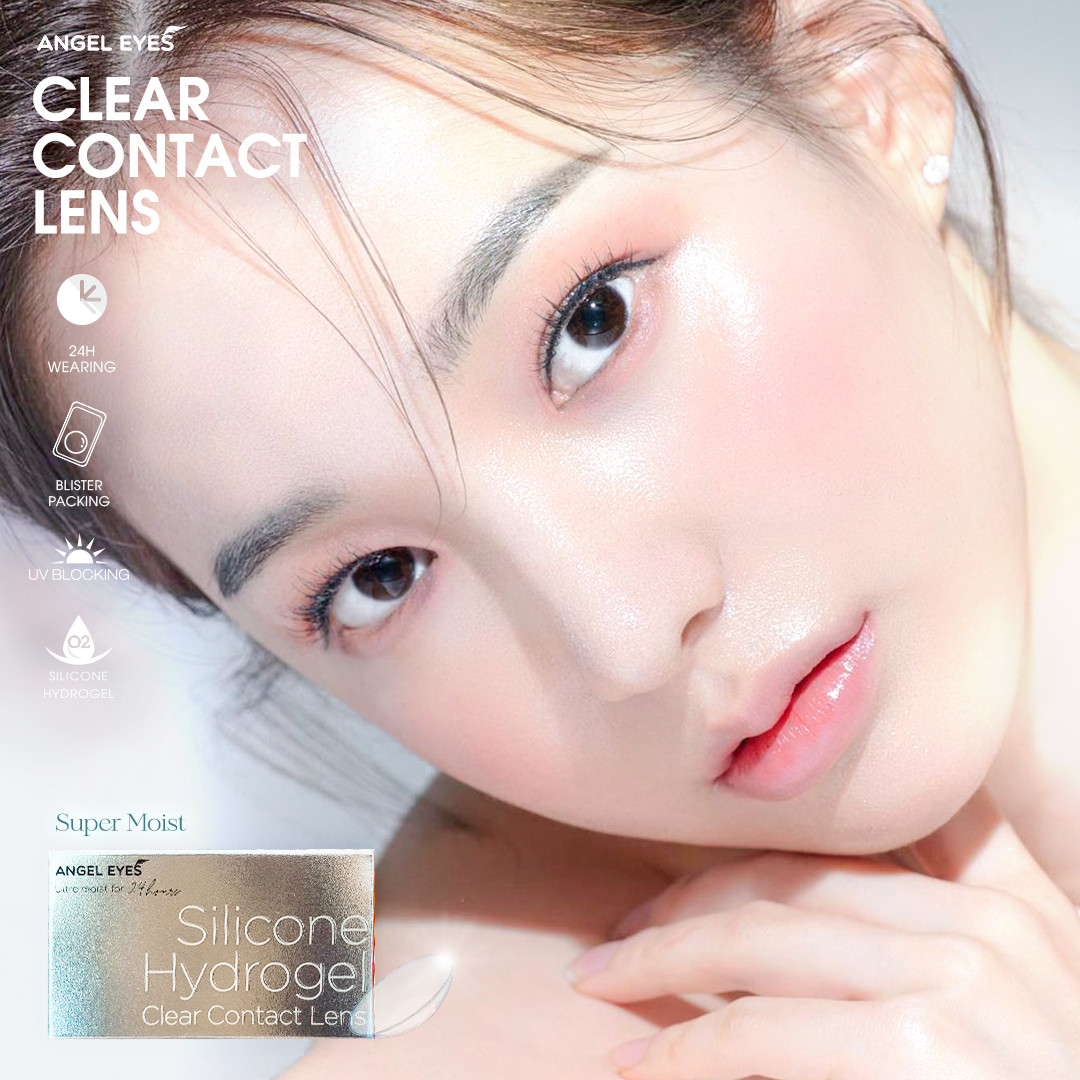 Lens trong suốt có độ cận dòng cao cấp chất liệu Silicone Hydrogel Angel Eyes độ cận 1 - 15