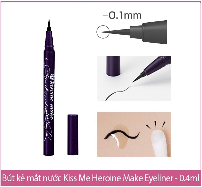 Bút Kẻ Mắt Nước Siêu Chống Trôi Kissme Heroine Make Smooth Liquid Eyeliner Super Keep Nét Siêu Sắc Mãnh (0.1g)