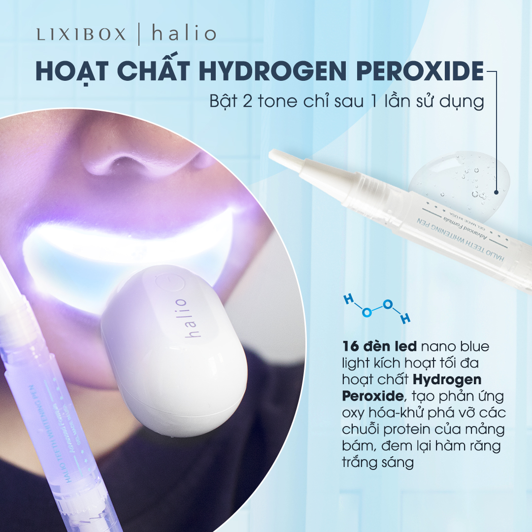 Combo Máy Tăm Nước Cầm Tay UltraClean Oral Irrigator - Blue Và Máy Tẩy Trắng Răng Halio Blue Light Enhancer