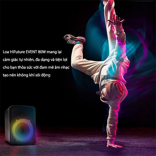 Loa Di Động HiFuture EVENT 80W hát Karaoke mạnh mẽ (Active and Vocal enable) khả năng di động - Hàng Chính Hãng