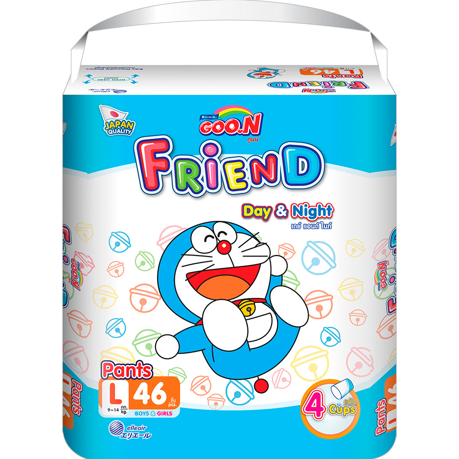 Combo 3 Bịch Tã Quần Goon Friend Doremon Mới Gói Cực Đại L46 (9Kg ~ 14Kg)