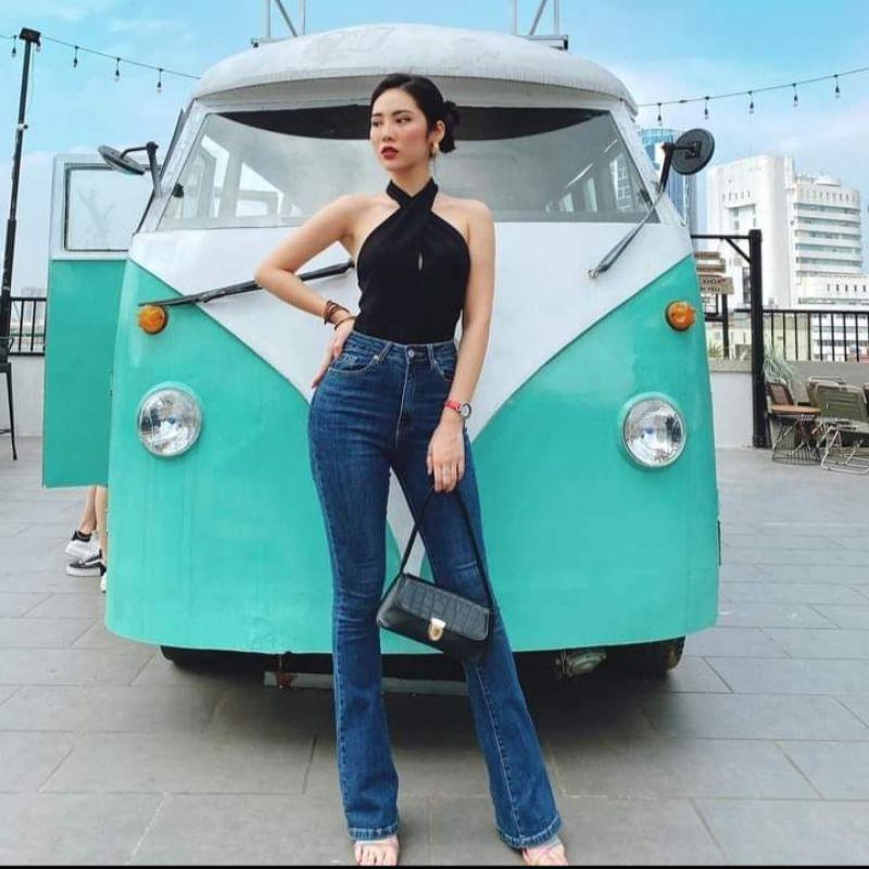 QUẦN JEANS ỐNG LOE LƯNG SIÊU CAO, CẠP CAO NÂNG MÔNG TÔN DÁNG