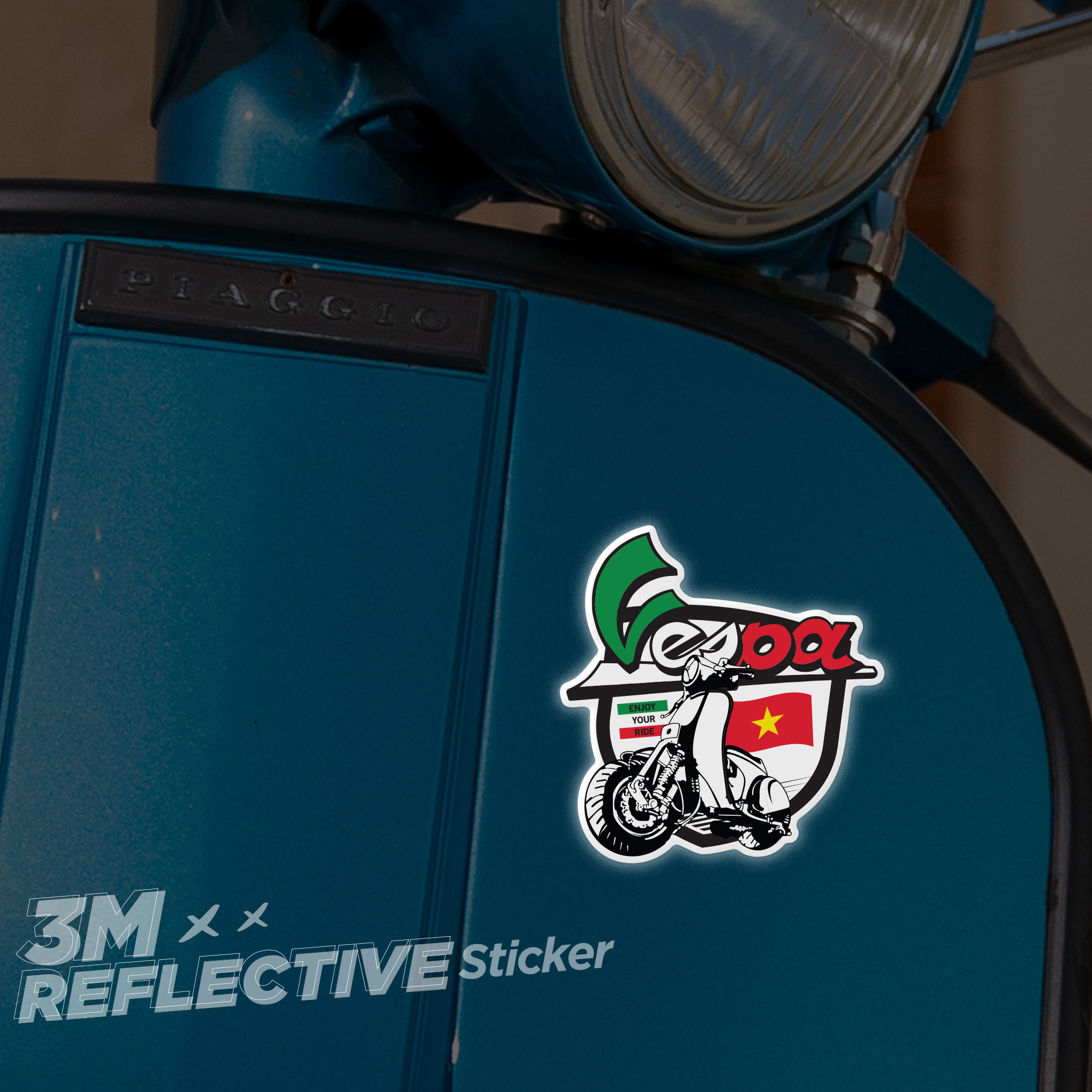 VESPA ENJOY YOUR RIDE 3M - Reflective Sticker Die-cut Hình phản quang thương hiệu STICKER FACTORY