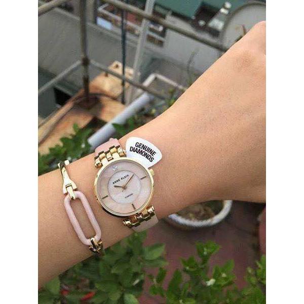 Set đồng hồ nữ AK/2684LPST Anne Klein dây da 4 chi tiết