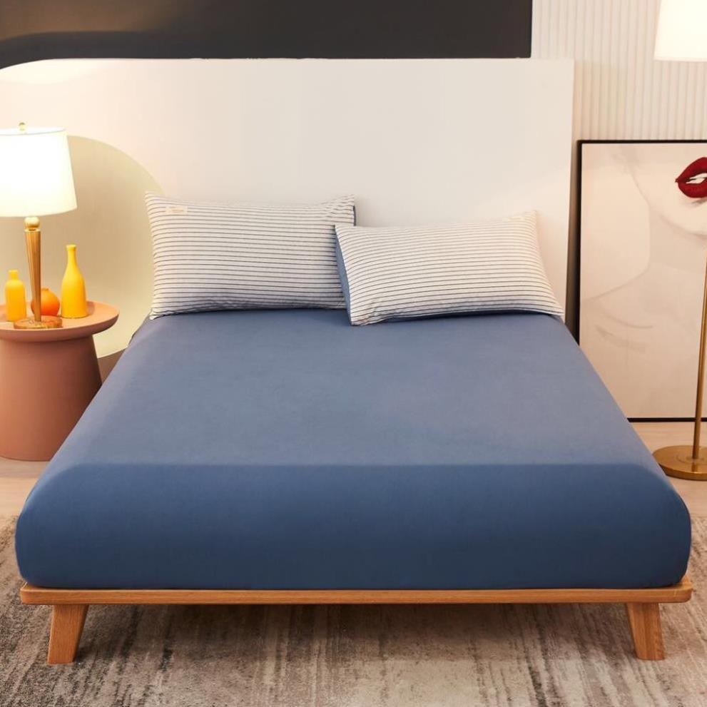 Bộ chăn ga gối Cotton TC Nhà Nhím Chăn ga gối kẻ sọc caro 4 món