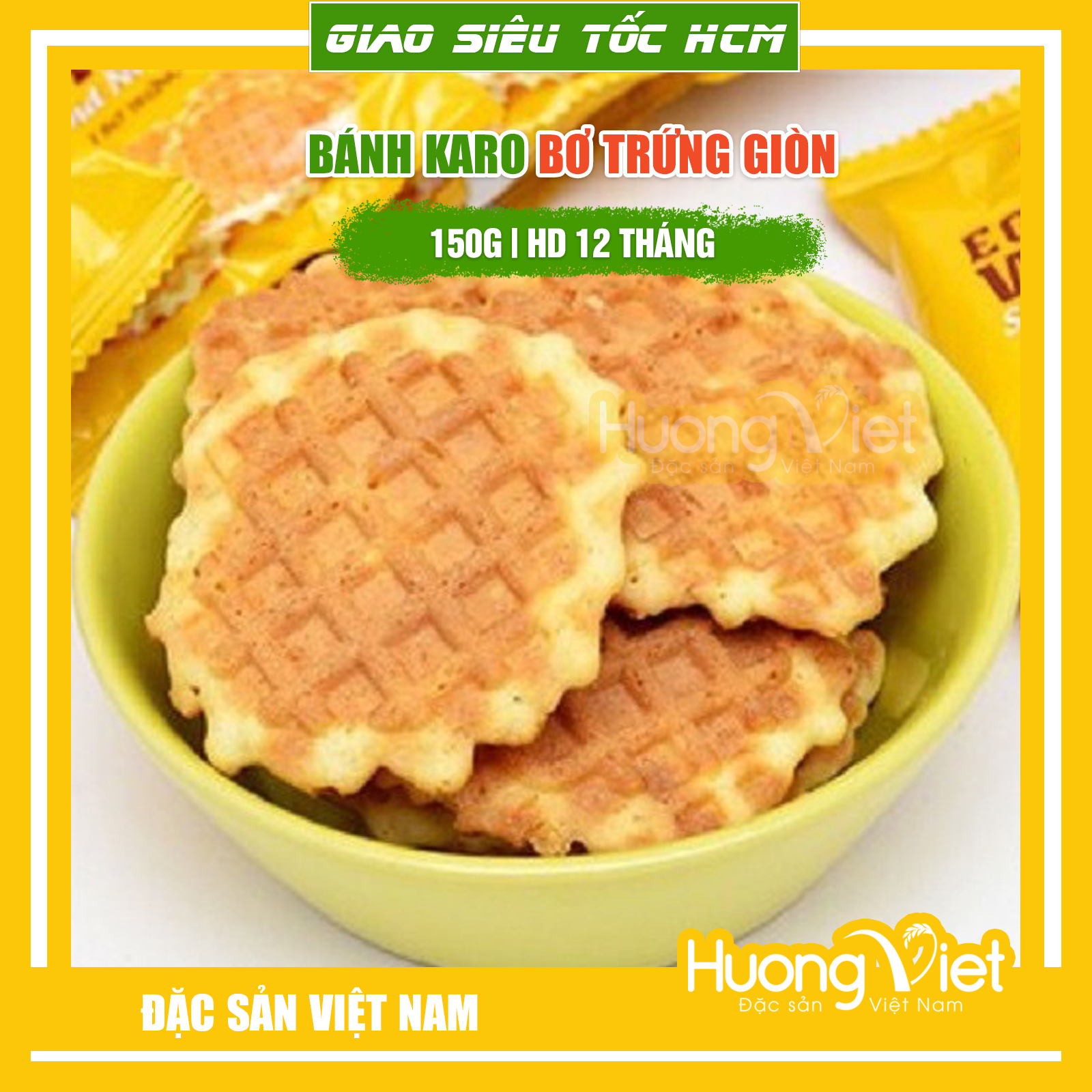 Bánh Karo bơ trứng giòn Richy 150g (10 gói x 15g) , HSD: 12 tháng, bánh Karo giòn, bánh ăn sáng ngon