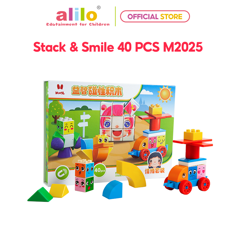 Đồ chơi lắp ráp giáo dục từ tính Logic Alilo Magnetic Building Blocks - Stack &amp; Smile, bộ khối xây dựng từ tính cho trẻ - Hàng chính hãng - An toàn chất lượng quốc tế