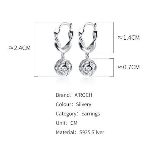 Khuyên tai bạc Ý s925 xoắn bi G3540 - AROCH Jewelry