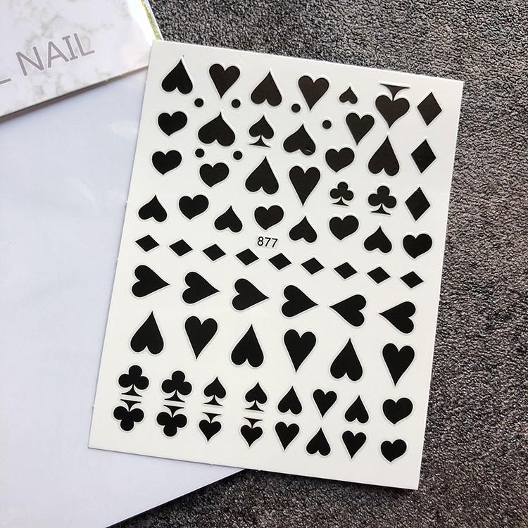 Sticker nails - hình dán móng 3D bài tây tim đen