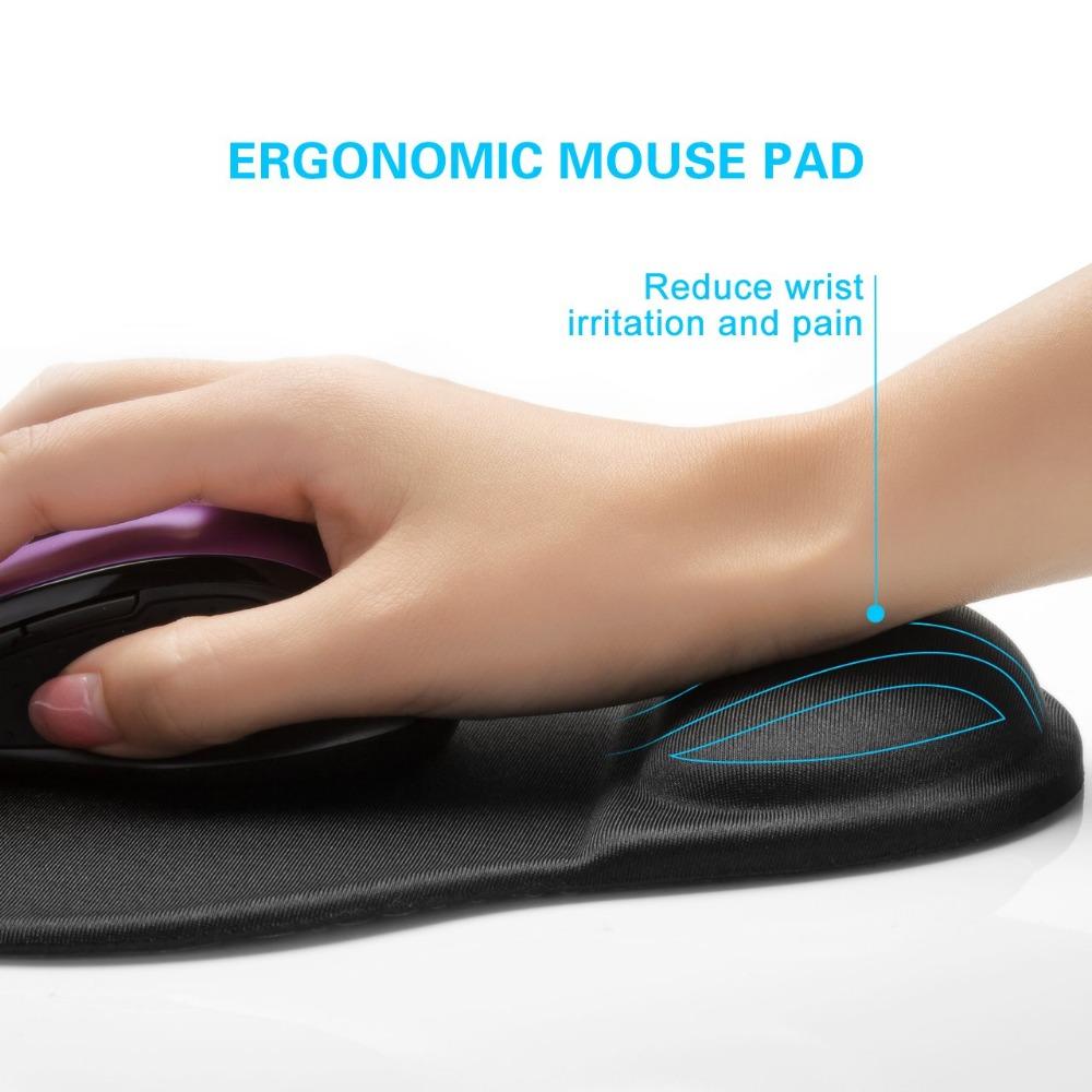 Wrist Rest Mouse Pad Memory Foam Ergonomic Design Office Mouse Pad with Non-slip Wrist Support