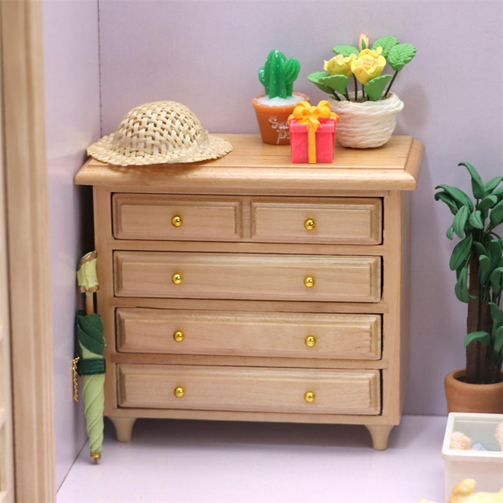 Dollhouse 1:12 Scale Storage Cabinet Kids for Supplies Accessories