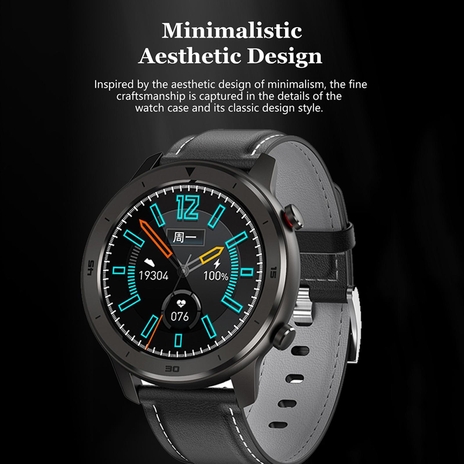 DT78 Smart Wrist Watch Bracelet Black PU Leather