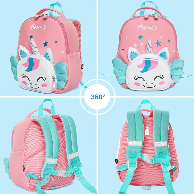 Cocomilo 3D Hoạt Hình Kỳ Lân Trẻ Em Học Kawaii Mềm Mại Hồng Kỳ Lân Dễ Thương Mẫu Giáo Ba Lô Tập Đi Cho Bé Túi Trẻ Em Quà Tặng