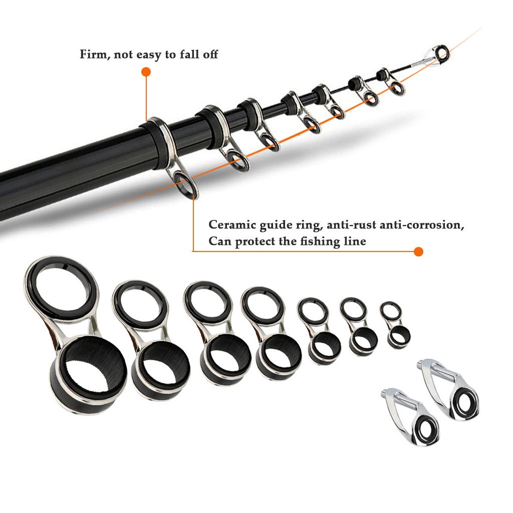 55Pcs/box Stainless Steel Fishing Rod Guides Rod Repair Kit DIY Eye Rings