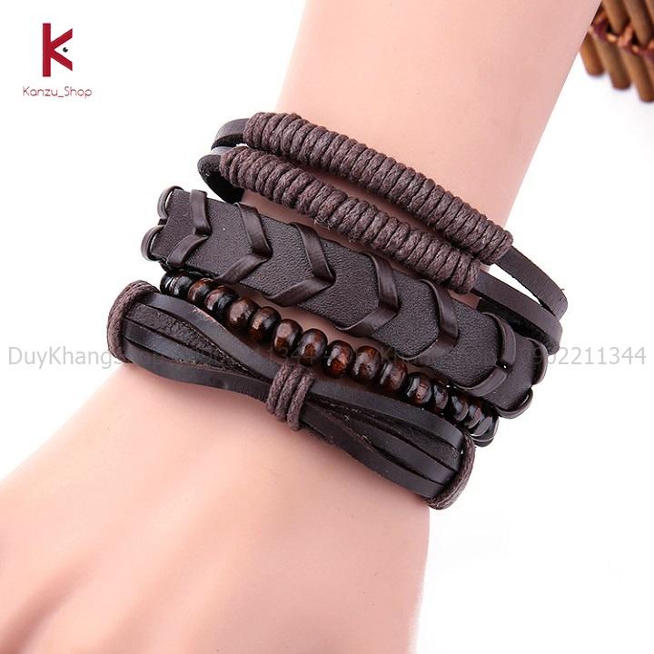 Vòng đeo tay bằng da phong cách vintage thời trang dành cho nam nữ mã VT07