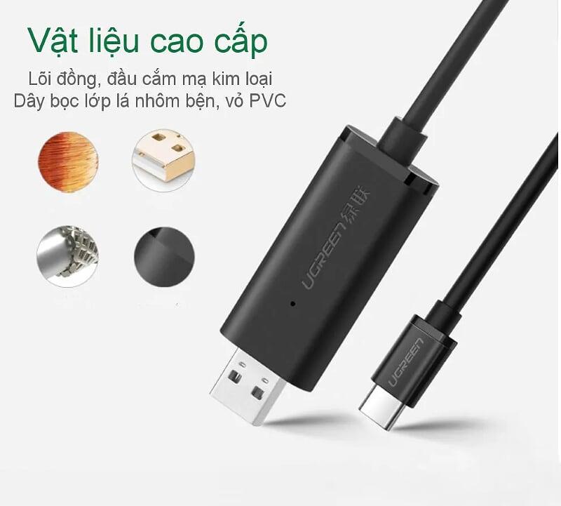 Ugreen UG70420US318TK 2m cáp truyền và sẻ dữ liệu usb a ra usb type c màu đen mạ nickel - HÀNG CHÍNH HÃNG