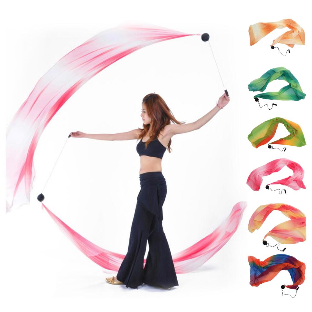 Belly Dance Helpers Thrown Poi Balls Adjustable Chain with Silk Veil for Music Festivals Costumes Clubs