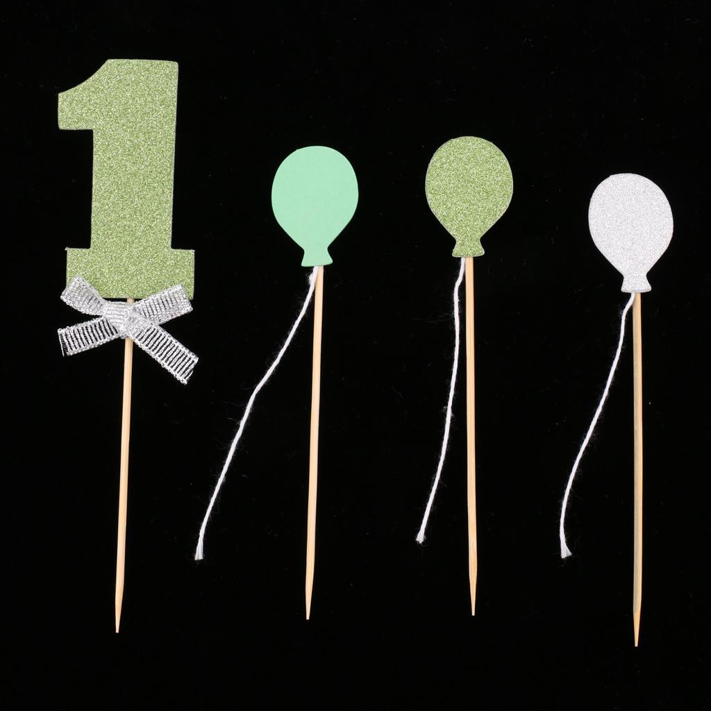 8pcs Set 1st Balloon Cupcake Picks Birthday Party Baby Shower Decor