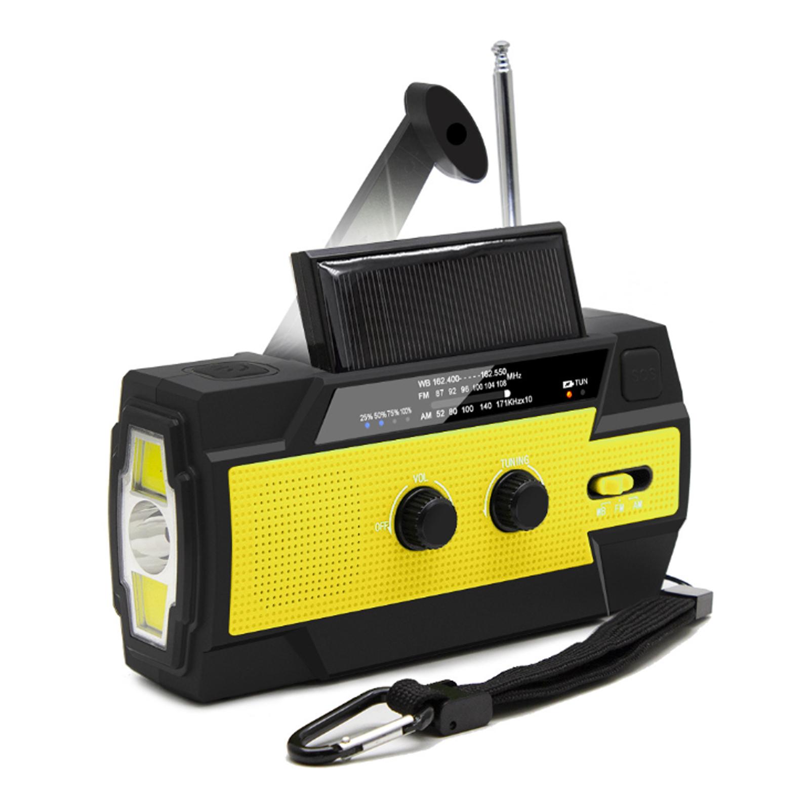 Portable AM/FM and NOAA Radio Outdoor Solar Emergency Hand Crank Radio Reading Light Motion Sensor Light with LED Flashlight SOS Alarm 4000mAh Battery USB Output