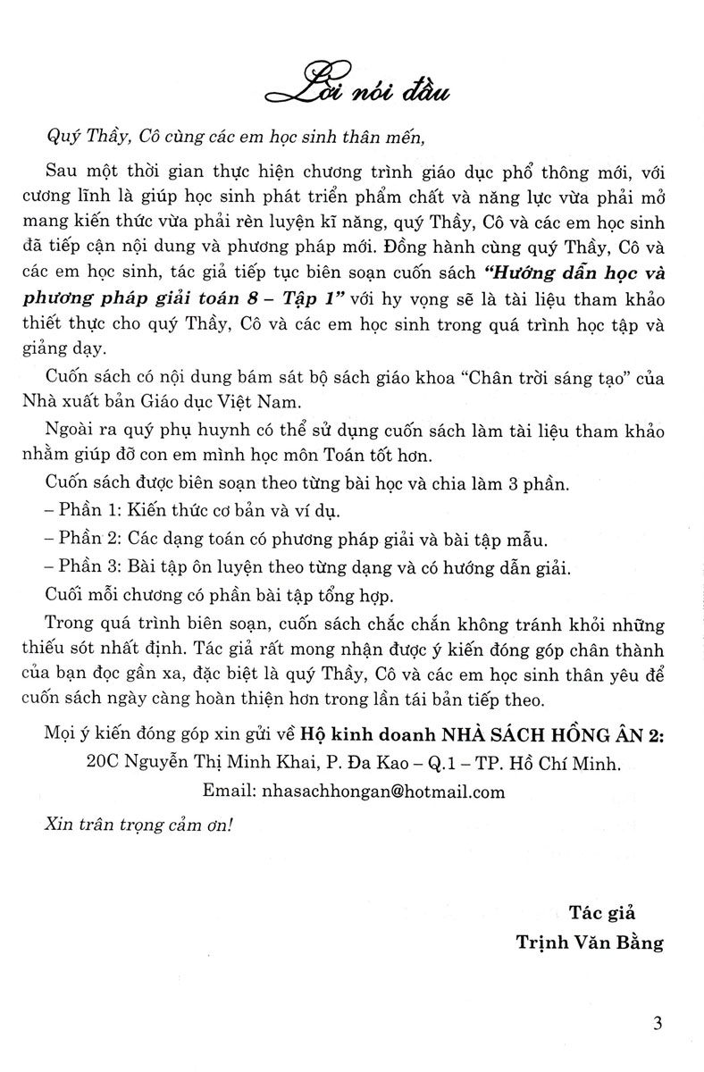 Hướng Dẫn Học Và Phương Pháp Giải Toán 8 - Tập 1 (Bám Sát SGK Chân Trời Sáng Tạo)  _HA