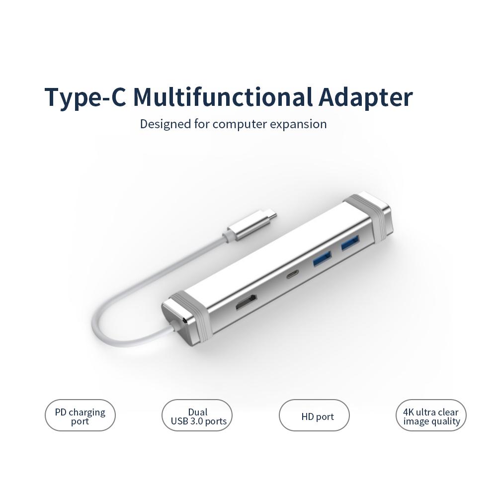 Bộ chuyển đổi Type-C sang 4K * 2K Cổng HD 2 Cổng USB 3.0 Hub dành cho tất cả các máy tính được kích hoạt Type-C đa chức năng GODO 4 trong 1