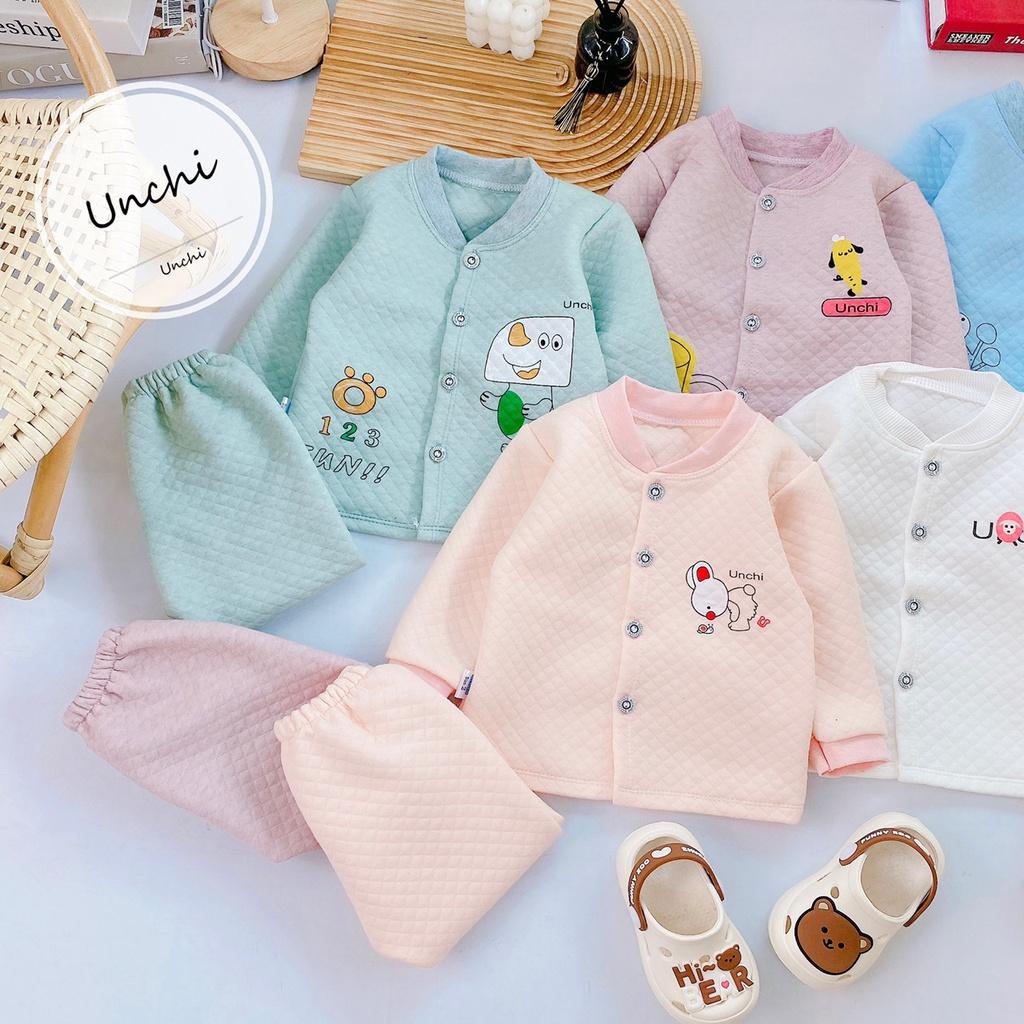 Bộ thu đông bé trai,bé gái- Bộ dài tay bé trai UNCHI chất nỉ xốp cao cấp cho bé