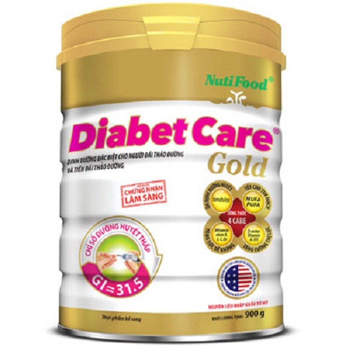 3 Hộp Sữa cho người bị bệnh tiểu đường, đái tháo đường: Nutifood DiabetCare Gold 900 Gr