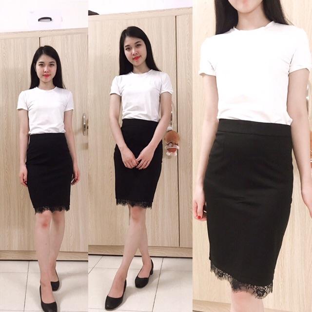 CHÂN VÁY BÚT CHÌ PHỐI REN CHẤT ĐẸP HÀNG CAO CẤP CHẤT UMI SANG XỊN THỜI TRANG CHÂN VÁY BÚT CHÌ REN 502