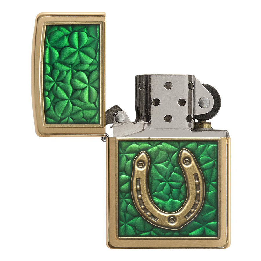 Bật Lửa Zippo 29243 - Clovers And Horseshoe Emblem