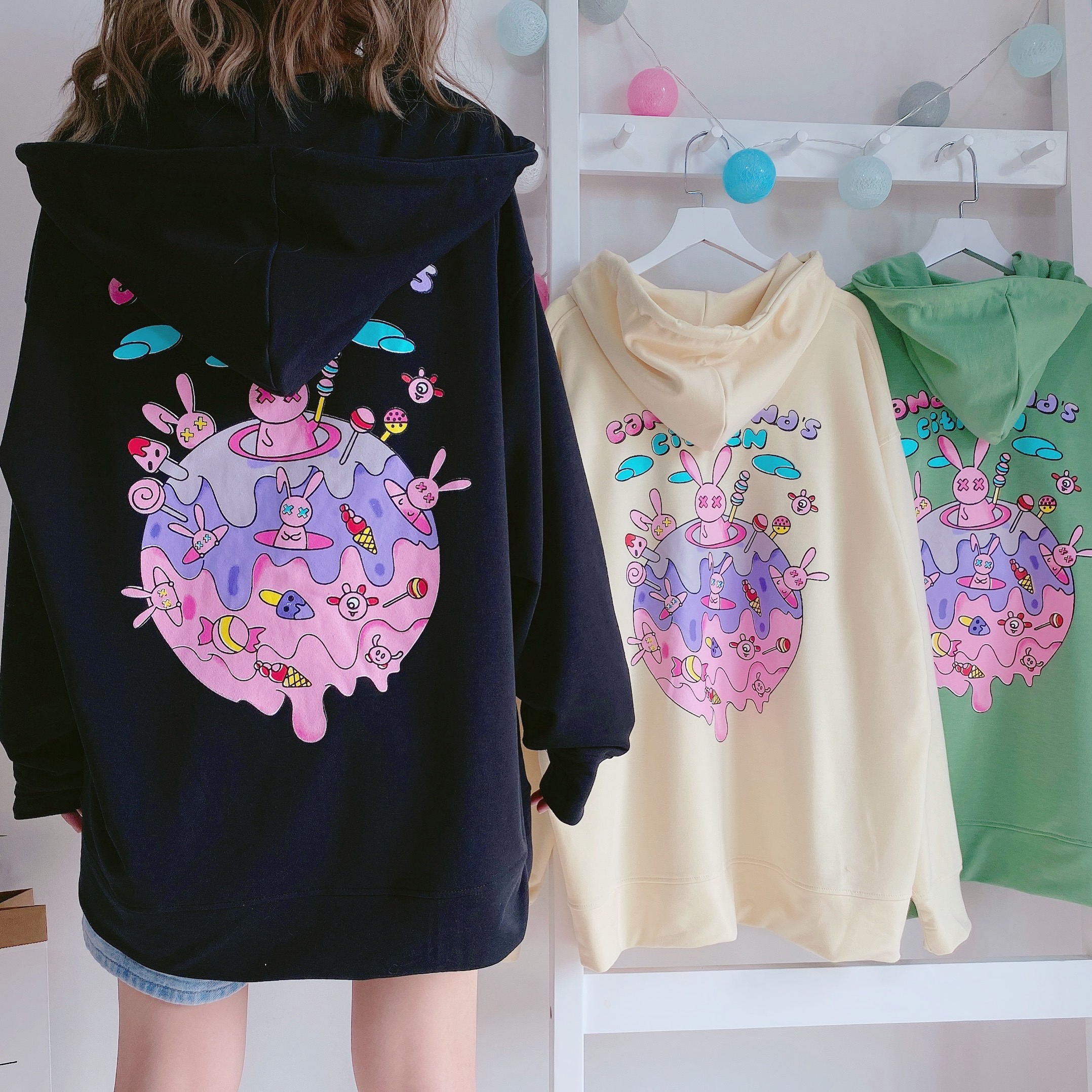 Áo Khoác Hoodie Zip In Hình CANDY LAND Oversize Ulzzang Unisex Dáng Rộng - MM