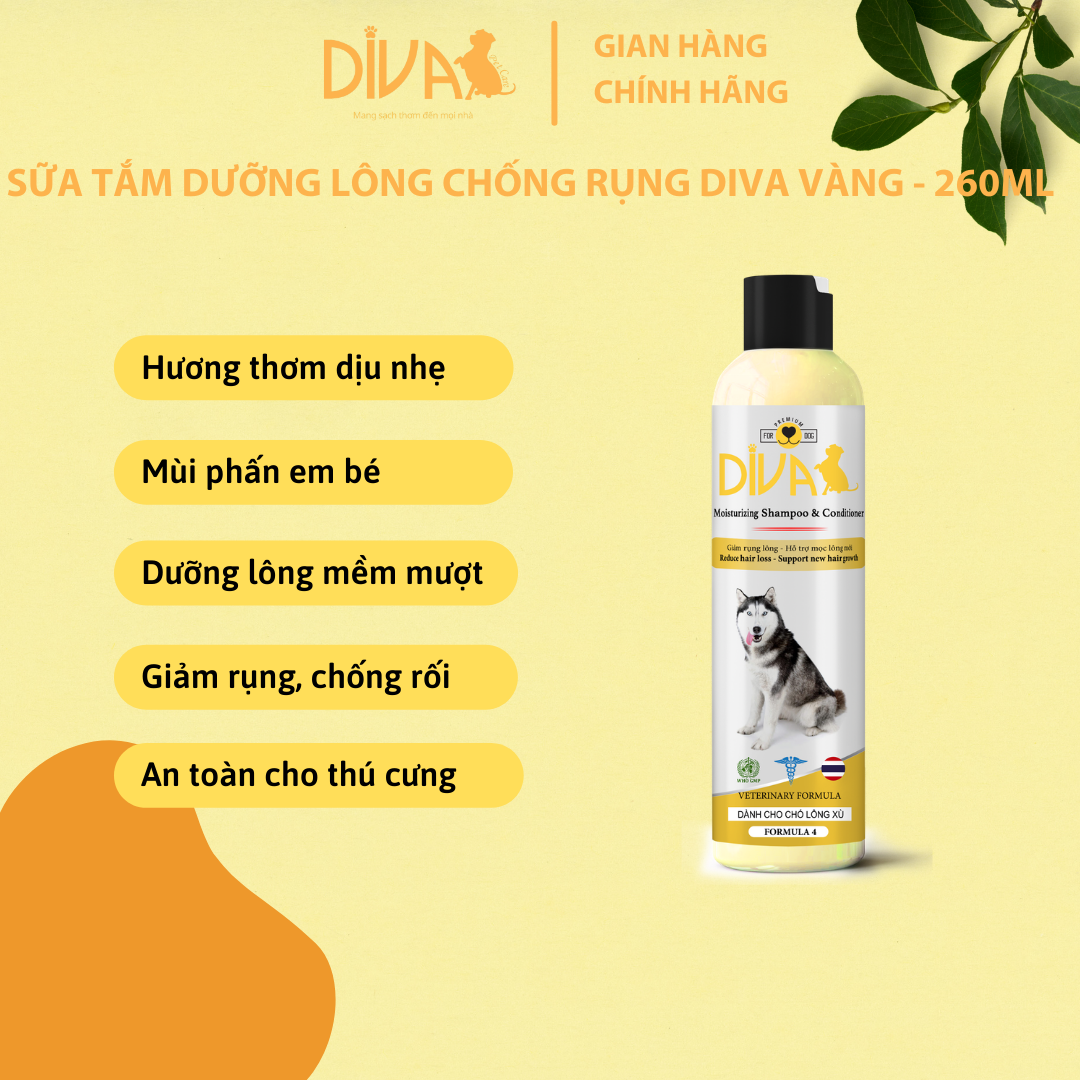 SỮA TẮM DƯỠNG LÔNG GIẢM RỤNG DIVA VÀNG 260ML